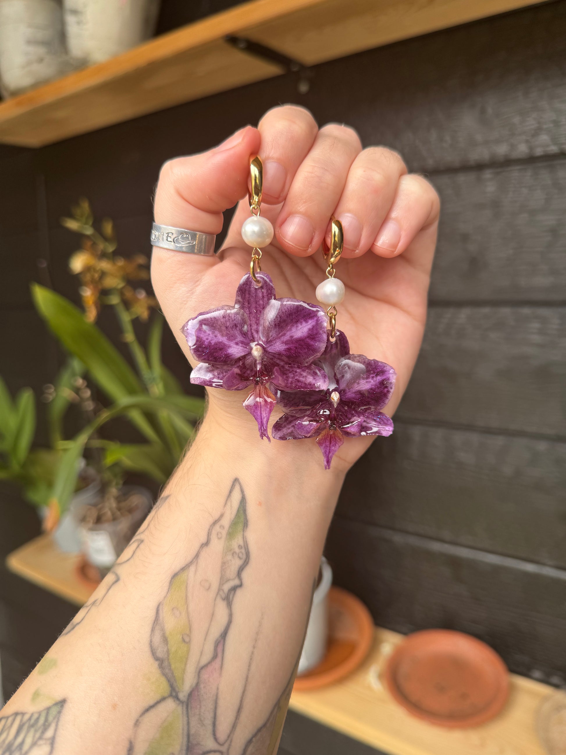 Purple orchid earrings SYLLIA