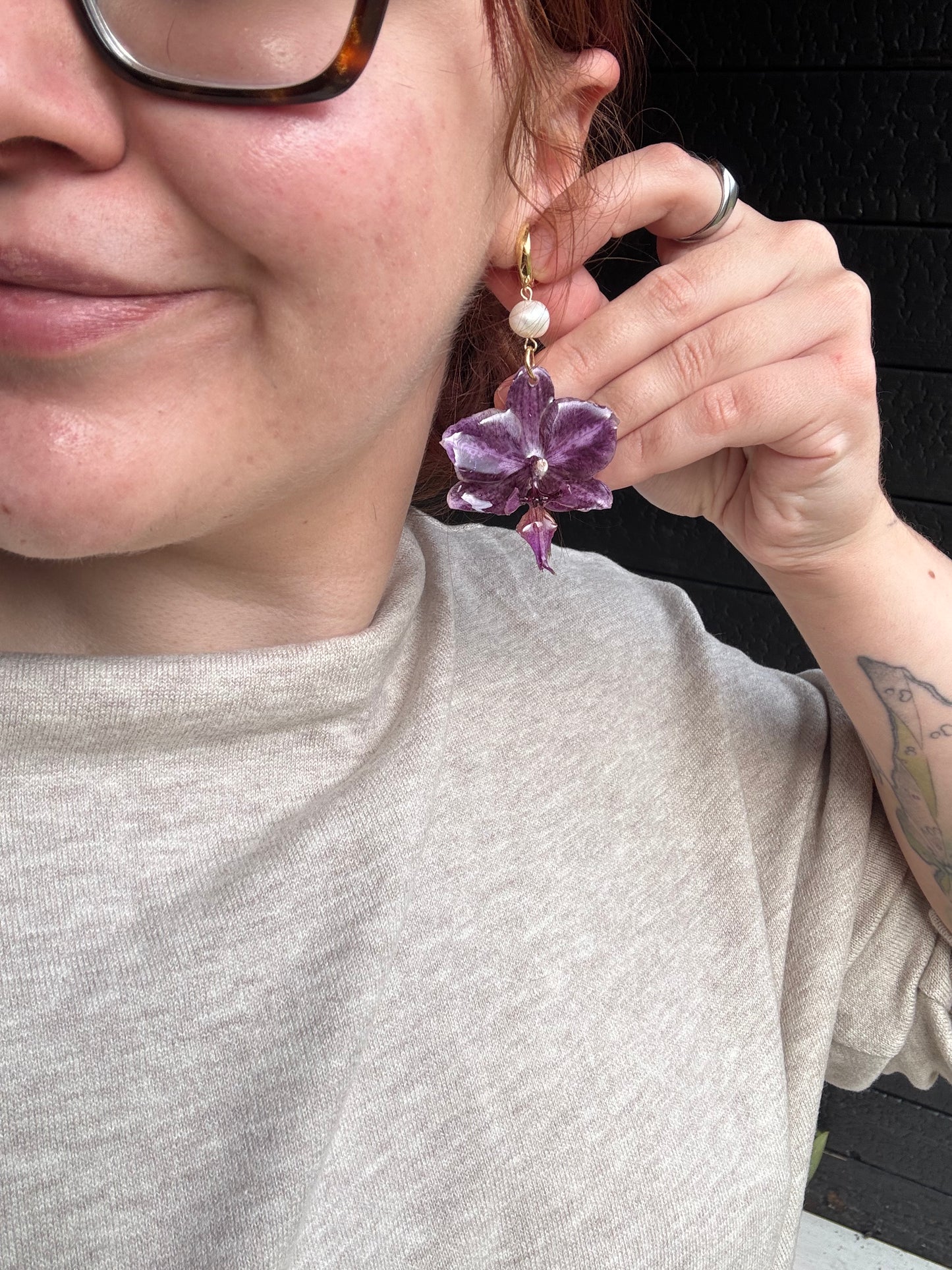 Purple orchid earrings SYLLIA