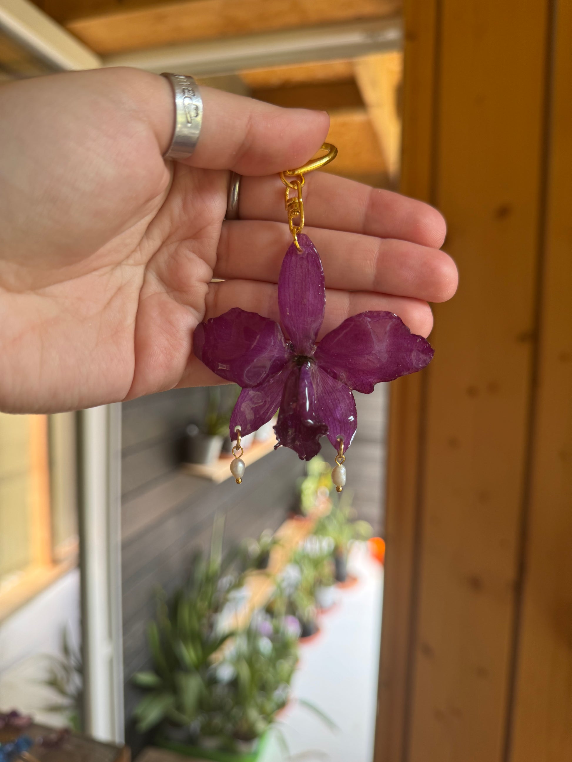 Purple orchid bag charm SYLLIA