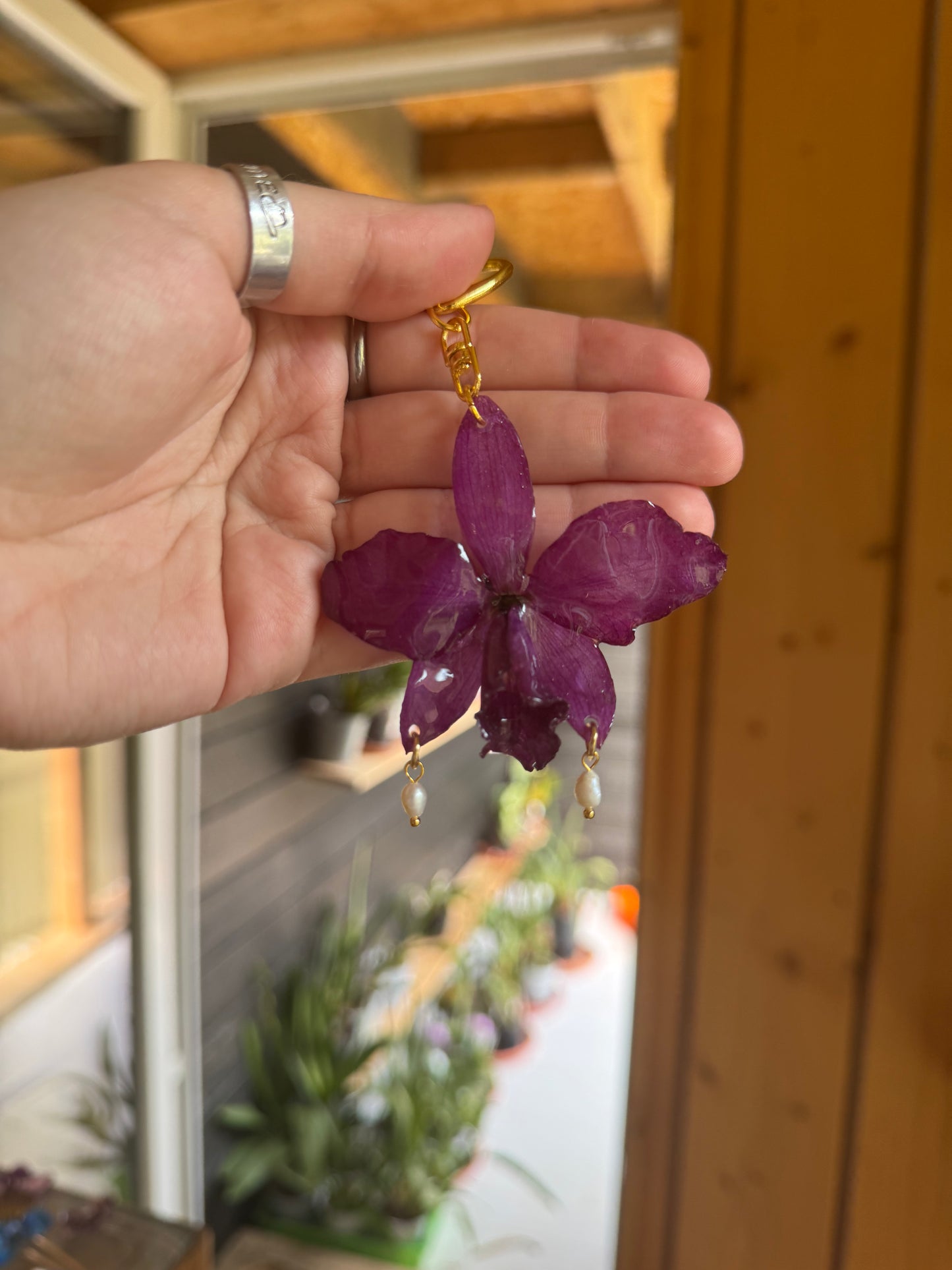 Purple orchid bag charm SYLLIA