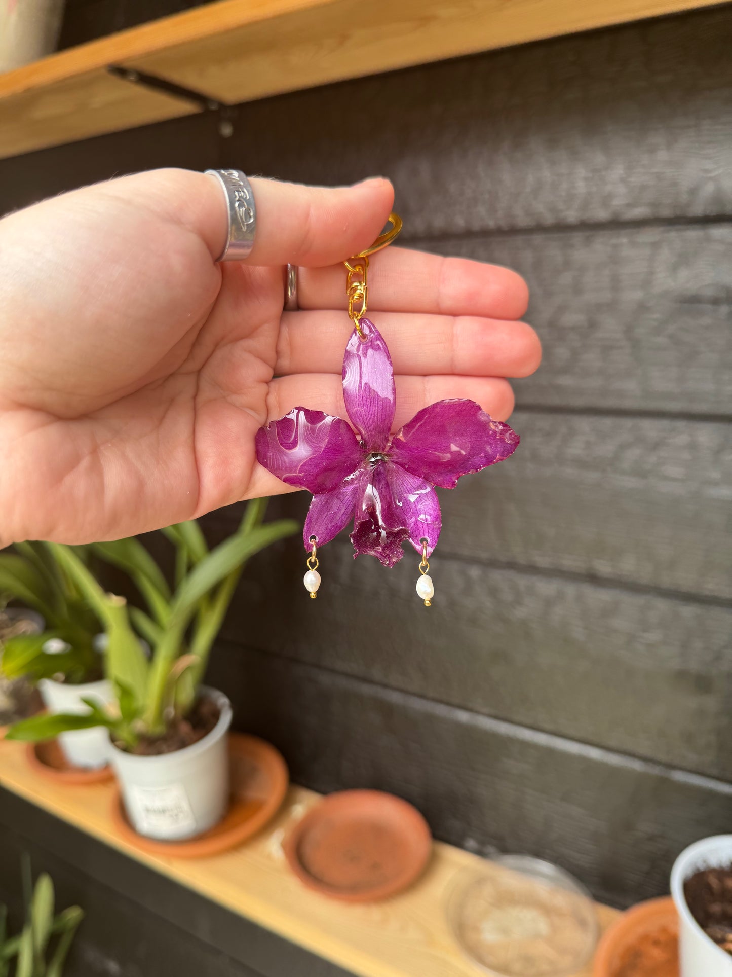 Purple orchid bag charm SYLLIA