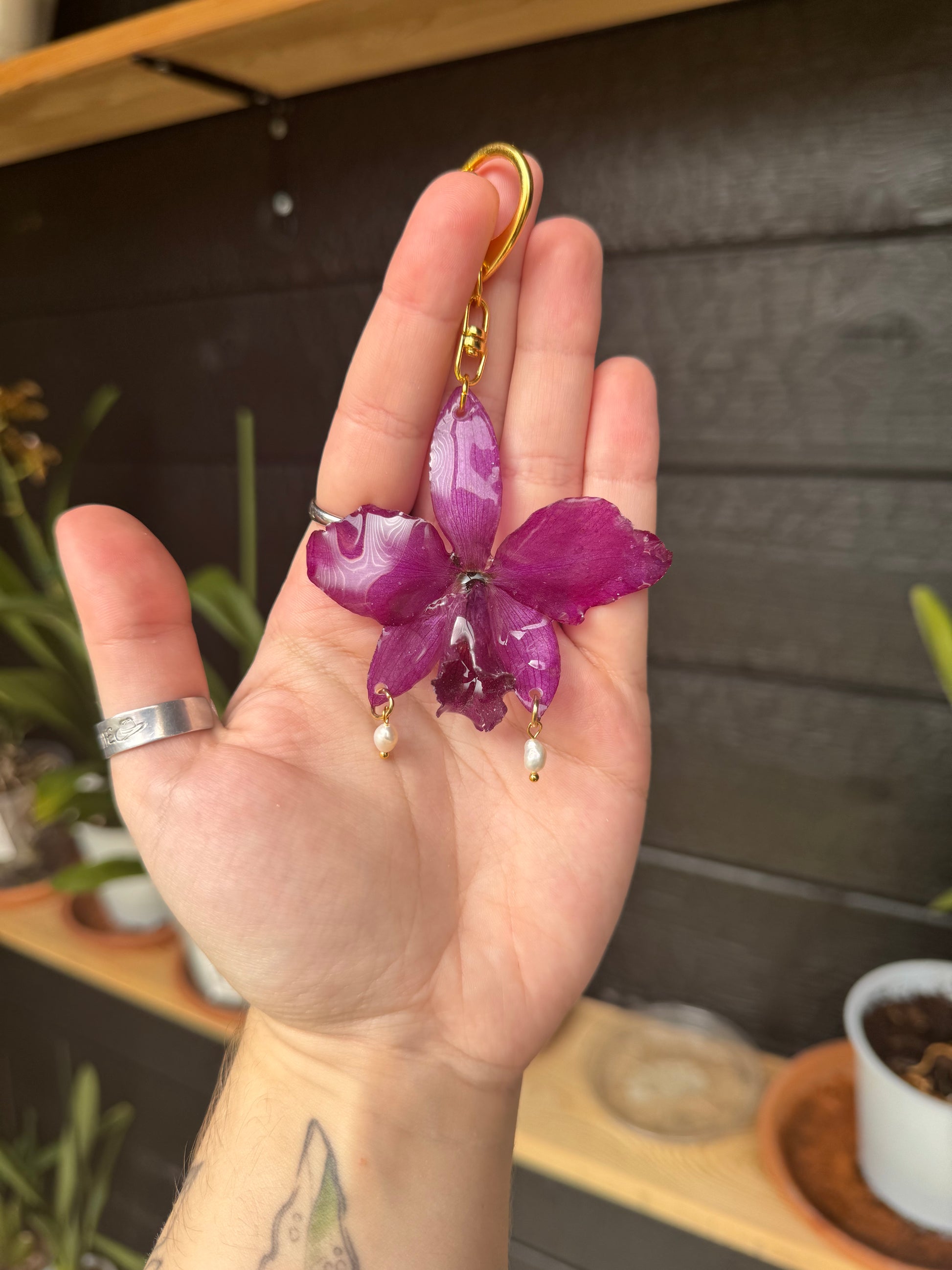 Purple orchid bag charm SYLLIA