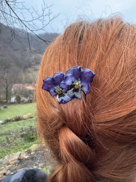 Mixed pansy hairpin SYLLIA