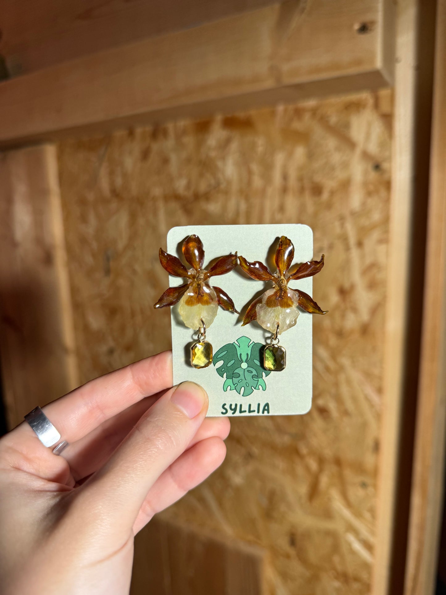 Mini real orchid stud earrings