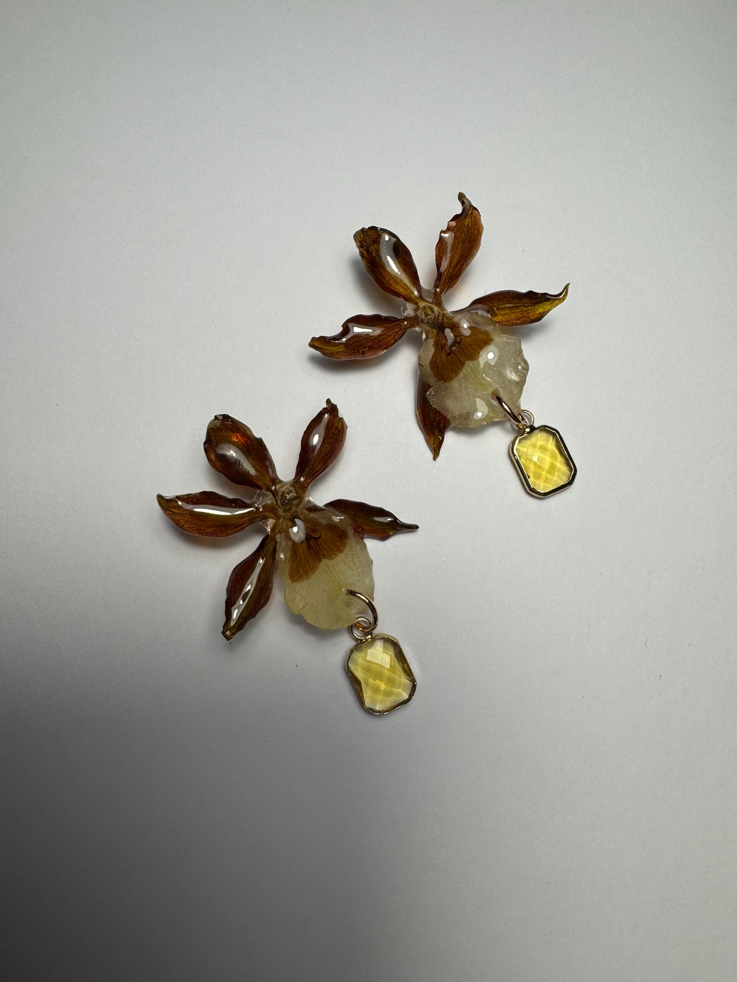 Mini real orchid stud earrings