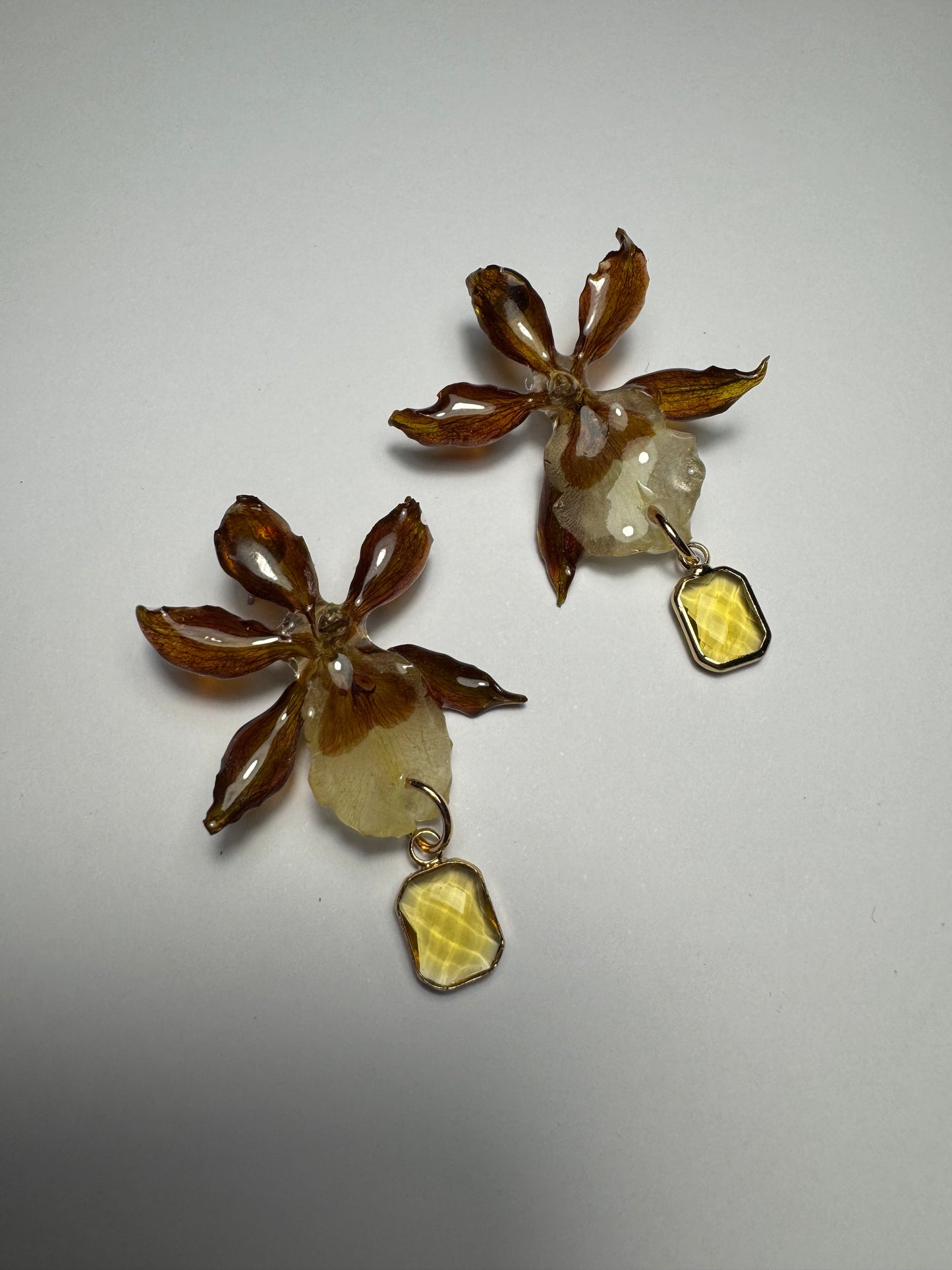 Mini real orchid stud earrings
