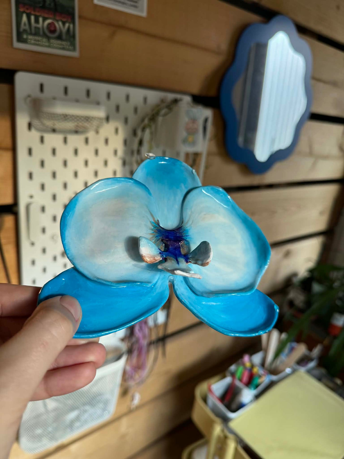 Blue orchid trinket dish SYLLIA