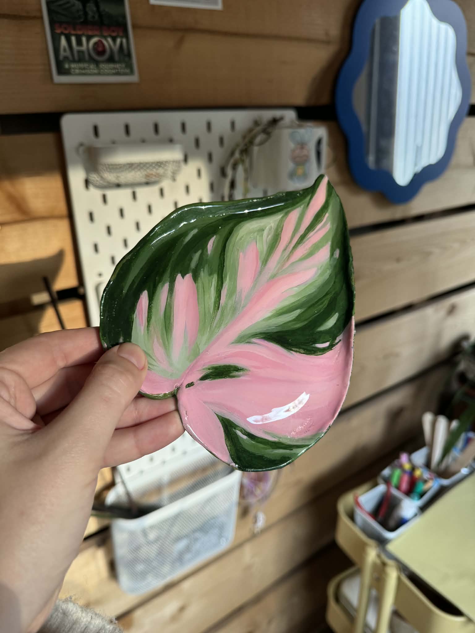 Philodendron pink princess trinket dish SYLLIA