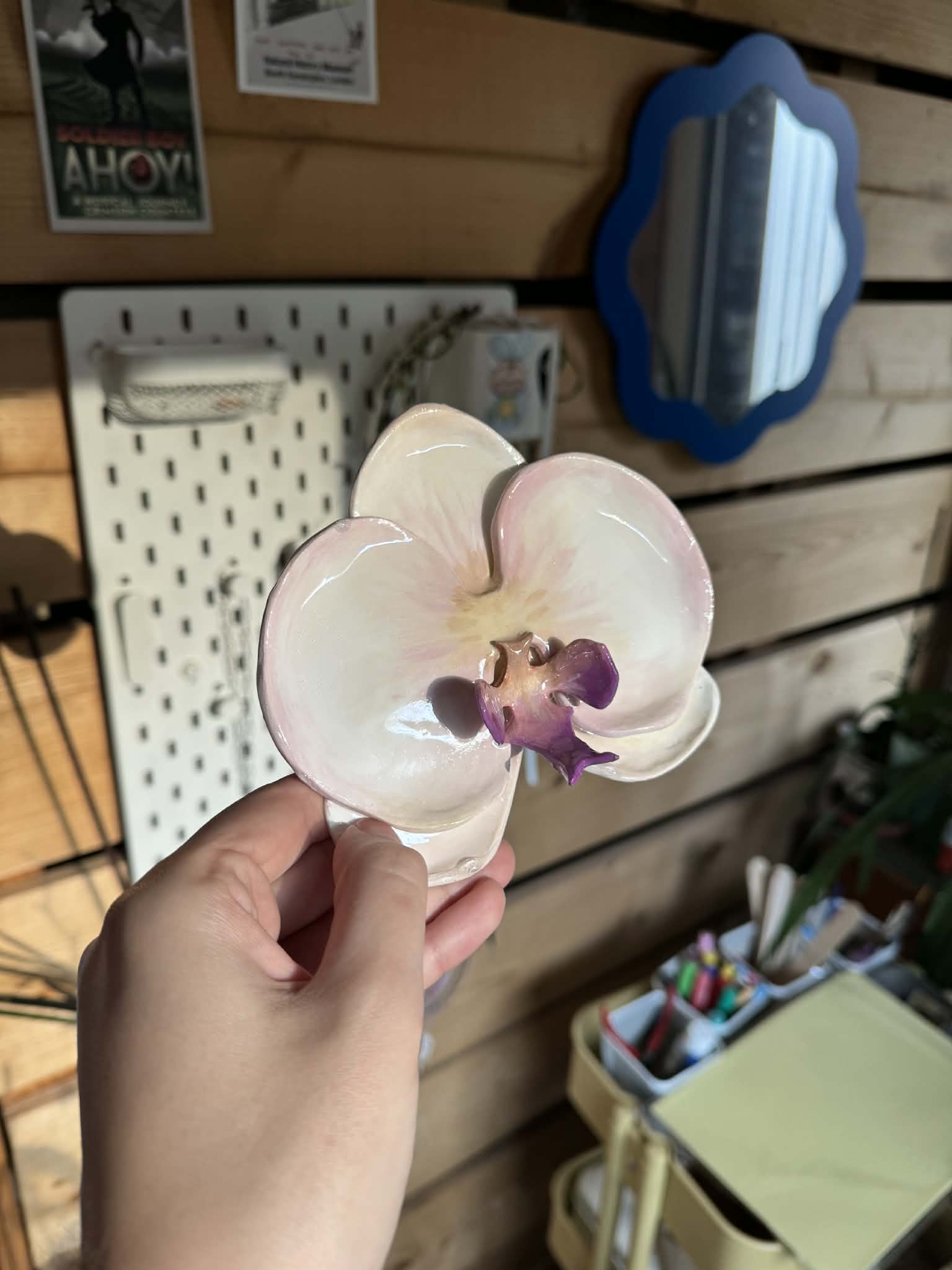 Blue orchid trinket dish SYLLIA