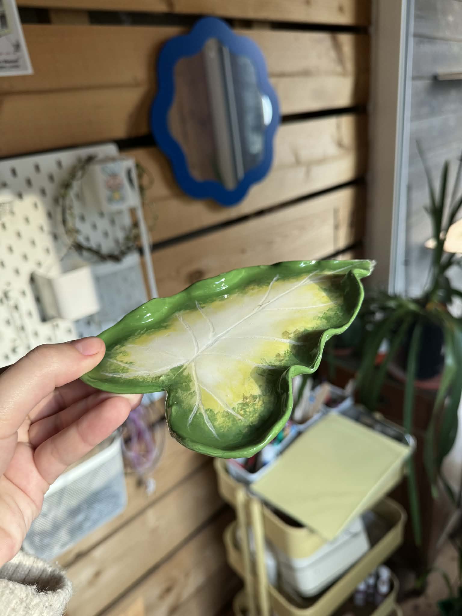 Green caladium trinket dish SYLLIA