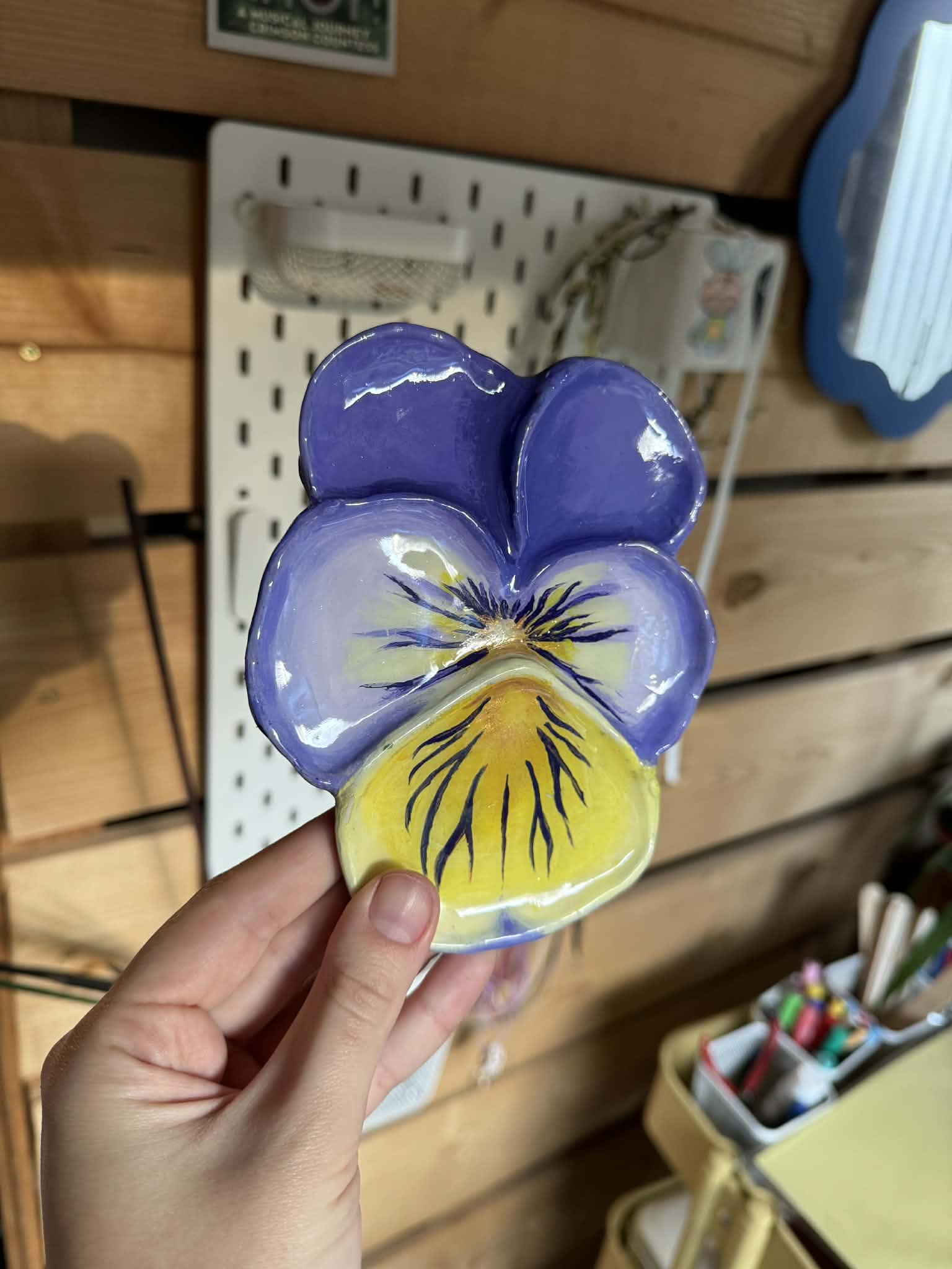 Purple viola pansy trinket dish SYLLIA
