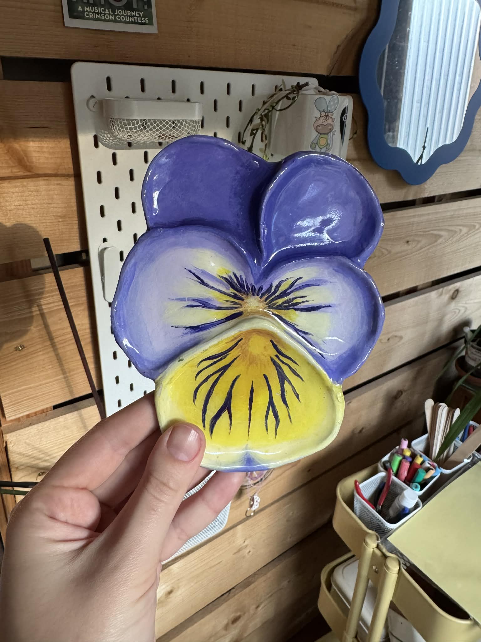 Purple viola pansy trinket dish SYLLIA