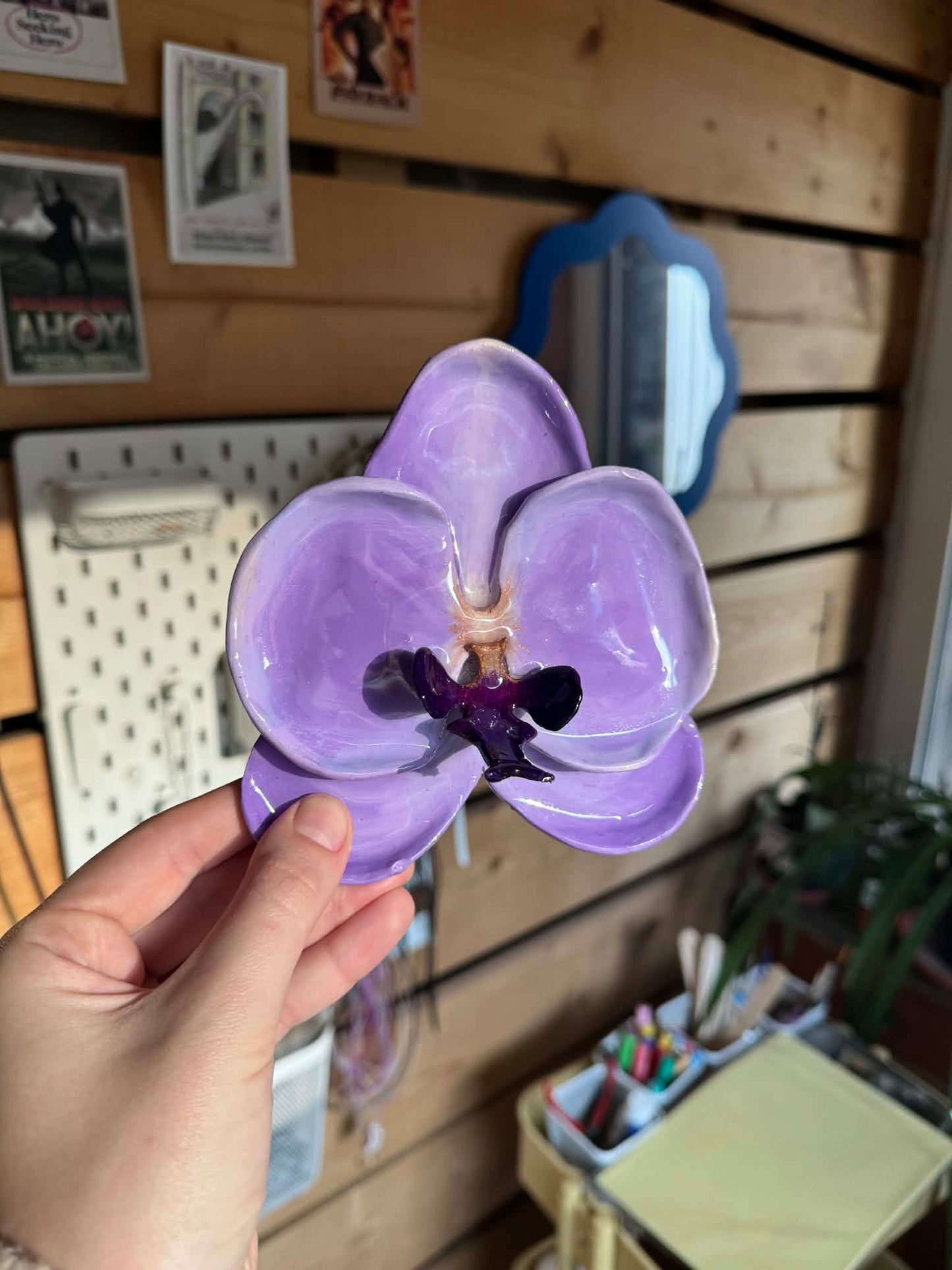 Purple orchid trinket dish SYLLIA