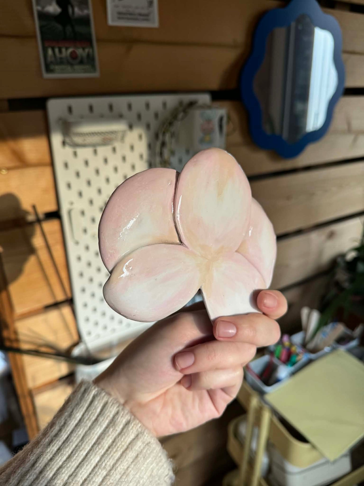 White pink orchid trinket dish SYLLIA