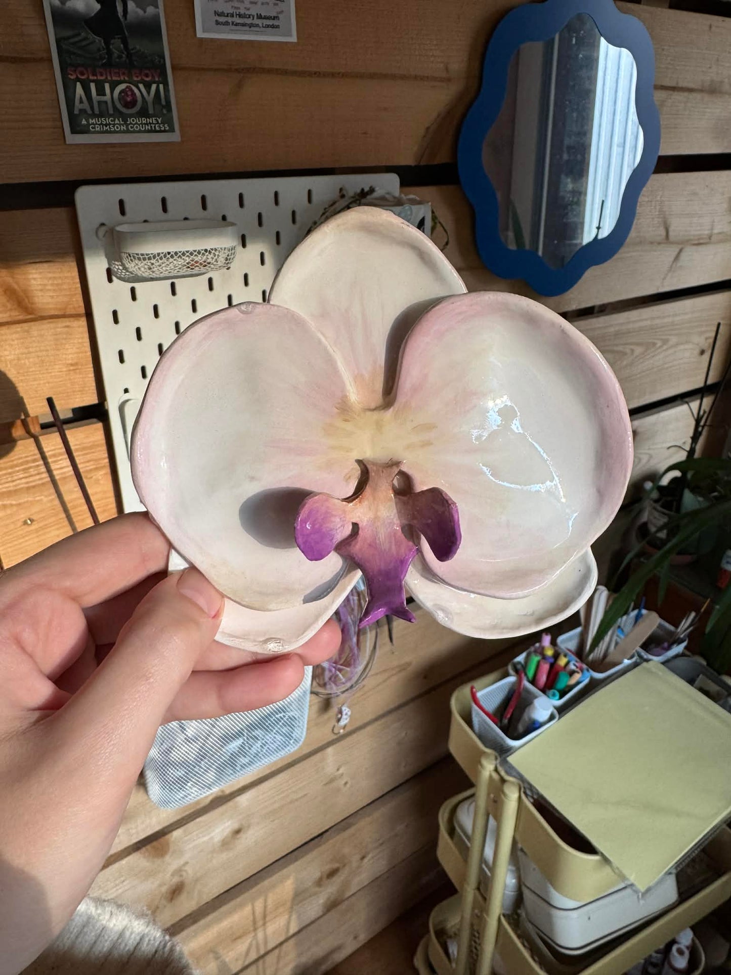 White pink orchid trinket dish SYLLIA